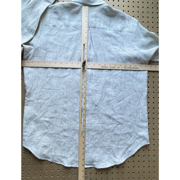 NWT Amina Rubinacci Napoli Costanza Green Italy 100% Linen Shirt Size 48 Women - Picture 10 of 13